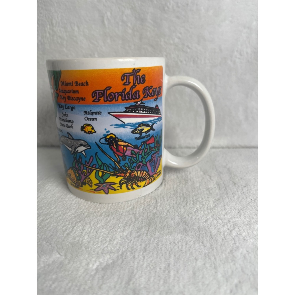 Vibrant Florida Keys Map Coffee Mug Unisex OS White fair
